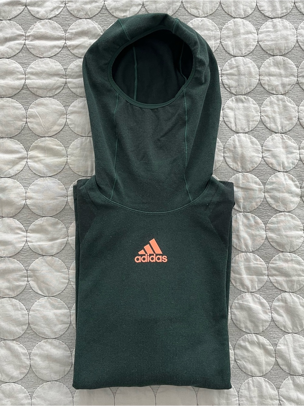 Adidas Primeknit Compression Dark Green Hoodie with Coral Logo